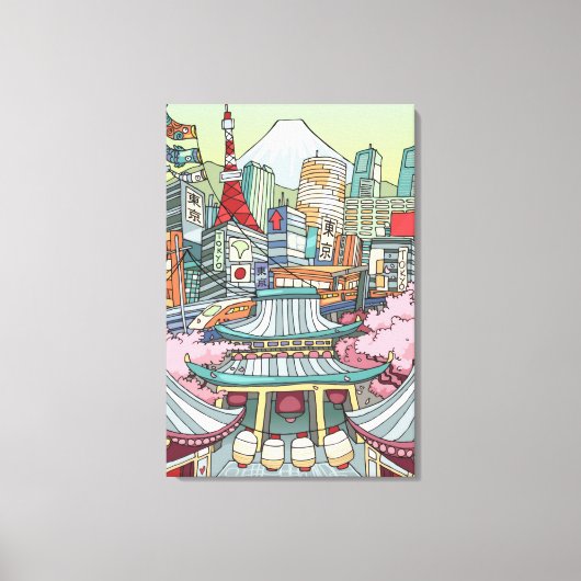 Een Uitzicht van Tokio Canvas Afdruk (Voorkant)