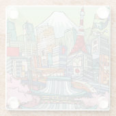 Een Uitzicht van Tokio Glazen Onderzetter (Achterkant)