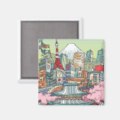Een Uitzicht van Tokio Magneet (Voorkant / Achterkant)