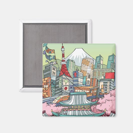 Een Uitzicht van Tokio Magneet (Voorkant / Achterkant)