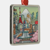 Een Uitzicht van Tokio Metalen Ornament (Rechts)