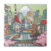 Een Uitzicht van Tokio Tegeltje (Voorkant)