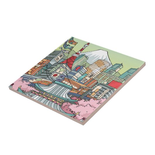 Een Uitzicht van Tokio Tegeltje (Zijkant)