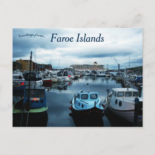 Een Uitzicht van Torshavn Faeröer Briefkaart (Voorkant)