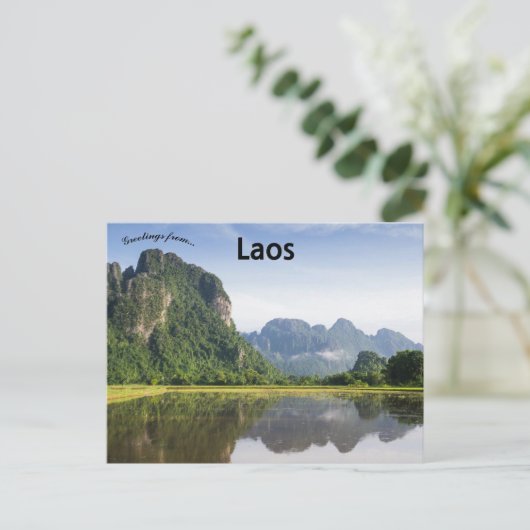 Een Uitzicht van Vang Vieng Laos Briefkaart (Staand voorkant)