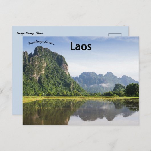 Een Uitzicht van Vang Vieng Laos Briefkaart (Voorkant / Achterkant)