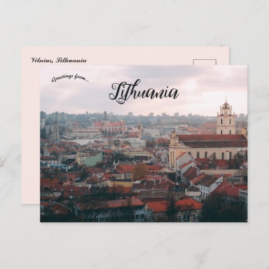 Een Uitzicht van Vilnius Litouwen Briefkaart (Voorkant / Achterkant)
