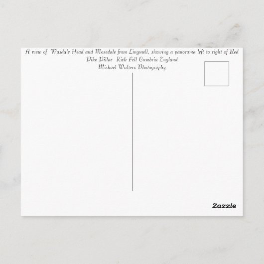 Een uitzicht van Wasdale Head England Briefkaart (Achterkant)