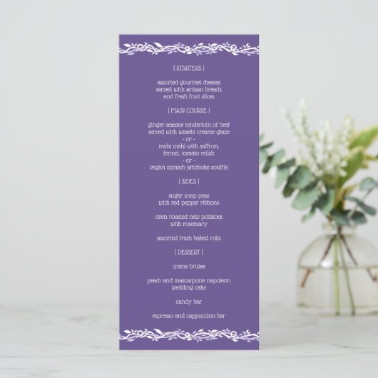 Een Ultra Violet Wedding Eenvoudig Menu Receptie (Staand voorkant)