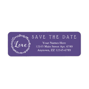 Een ultra violette bruiloft Paarse Save the Date Etiket