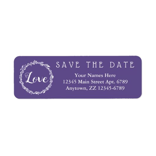 Een ultra violette bruiloft Paarse Save the Date Etiket (Voorkant)