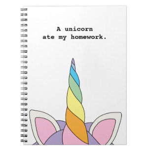 Een Unicorn Ate My Homework Funny notebook Notitieboek