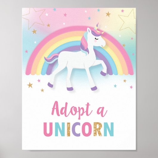 Een Unicorn Birthday Party Game Activity Sign goed Poster (Voorkant)