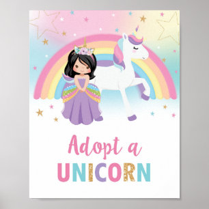 Een Unicorn Princess en Unicorn Birthday Sign aann Poster