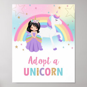 Een 'Unicorn Sign Birthday Party Activity Game' aa Poster