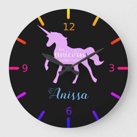 Een Unicorn Square Wall Clock Grote Klok (Voorkant)