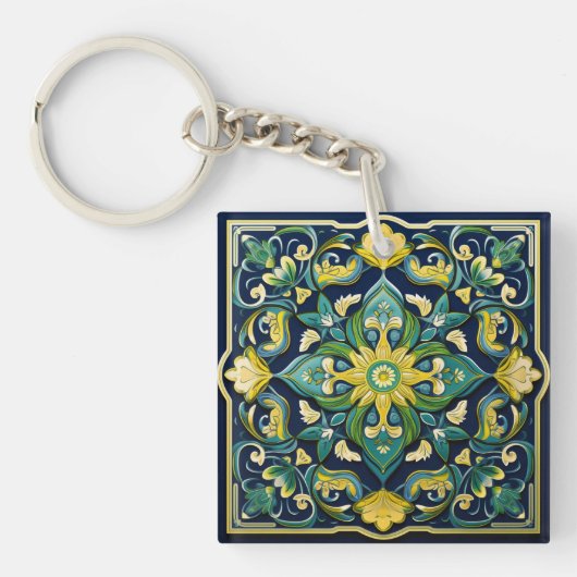 💚 Een uniek Azulejo meesterwerk Sleutelhanger (voorkant)