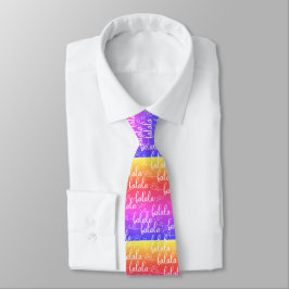 Een uniek kleurrijk Fa la la Modern Script Rainbow Stropdas