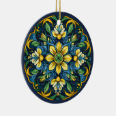Een unieke Azulejo Elegantie: Midnight Garden Keramisch Ornament (Rechts)