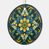 Een unieke Azulejo Elegantie: Midnight Garden Keramisch Ornament (Links)
