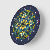 Een unieke Azulejo Elegantie: Midnight Garden Ronde Klok (Hoek)