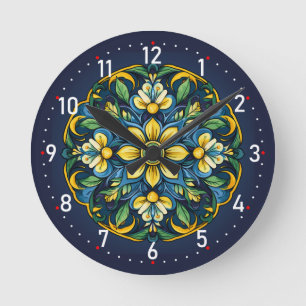 Een unieke Azulejo Elegantie: Midnight Garden Ronde Klok