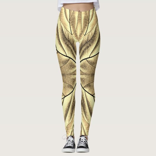Een unieke houttextuur "Ratti_Creative_Arts" Leggings (Voorkant)