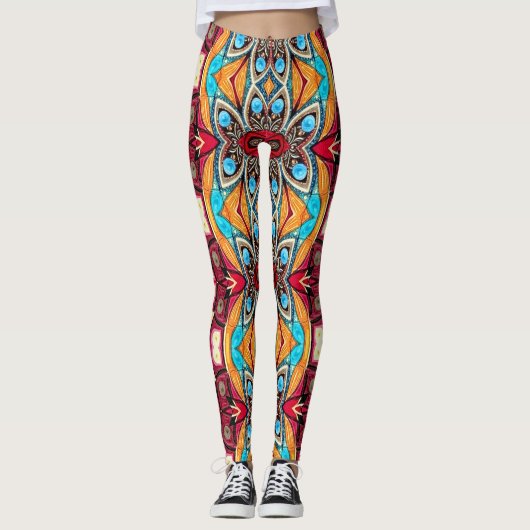 Een unieke kleurrijke "Ratti_Creative_Arts" Leggings (Voorkant)