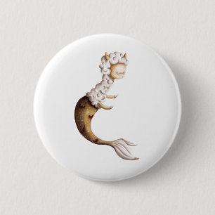 Een unieke lama met een zeemeerminstaart ronde button 5,7 cm
