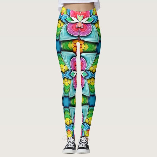Een unieke, leuke multikleur "Ratti_Creative_Arts" Leggings (Voorkant)