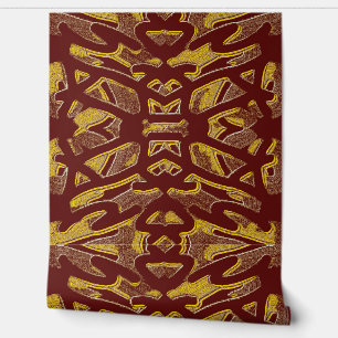 Een unieke rood & geel bossing art wallpaper behang