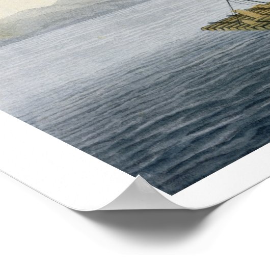 Een vaartuig dat de haven van Guayaquil in Ecuador Poster (Hoek)