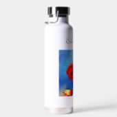 Een vaas klaprozen - Schilderij - Personaliseerbaa Waterfles (Rechts)