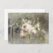 Een vaas met rozen van Margaretha Roosenboom (1853 Notitiekaartje (Voorkant / Achterkant)