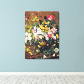 Een vaas van bloemen canvas afdruk (Insitu (Houten vloer))