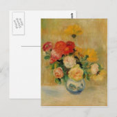 Een vaas van Renoir van Rozen en Dahlia's Briefkaart (Voorkant / Achterkant)