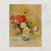 Een vaas van Renoir van Rozen en Dahlia's Briefkaart (Voorkant)