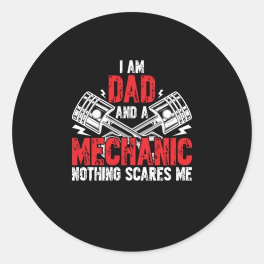 Een vader en een mechanisch ronde sticker (Voorkant)