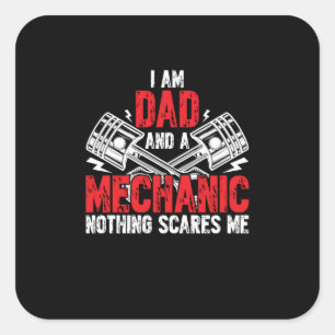 Een vader en een mechanisch vierkante sticker