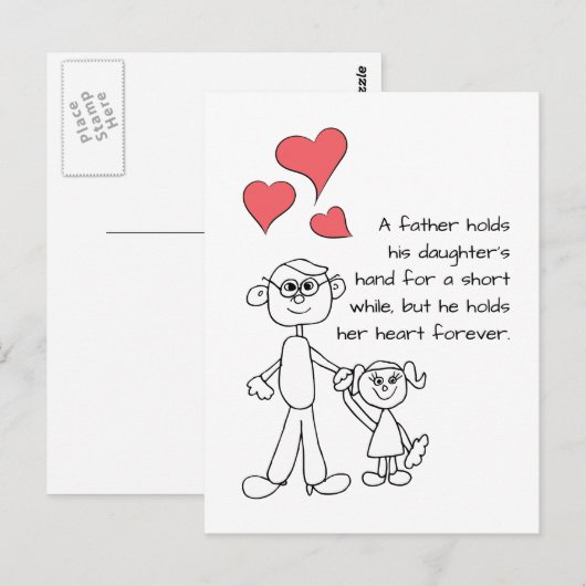 Een vader houdt de hand van zijn dochter vast briefkaart (Voorkant / Achterkant)