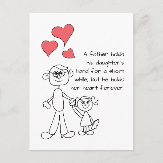 Een vader houdt de hand van zijn dochter vast briefkaart (Voorkant)