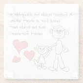 Een vader houdt de hand van zijn dochter vast glazen onderzetter (Achterkant)