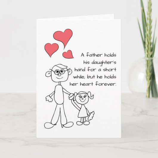 Een vader houdt de hand van zijn dochter vast kaart (Voorkant)