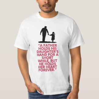 Een vader houdt de hand van zijn dochter vast t-shirt