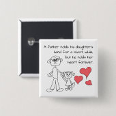 Een vader houdt de hand van zijn dochter vast vierkante button 5,1 cm (Voorkant /achterkant)