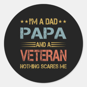 Een vader papa en veteraan vaders dag papa opa ronde sticker