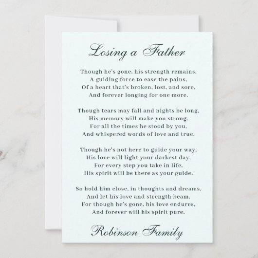 Een vadergedicht verliezen kaart (Voorkant)