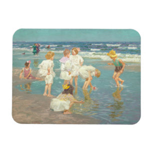 Een vakantie -Kinder op het strand ,Famous Paintin Magneet