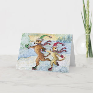 Een vakantie traditie - schaatsen feestdagen kaart