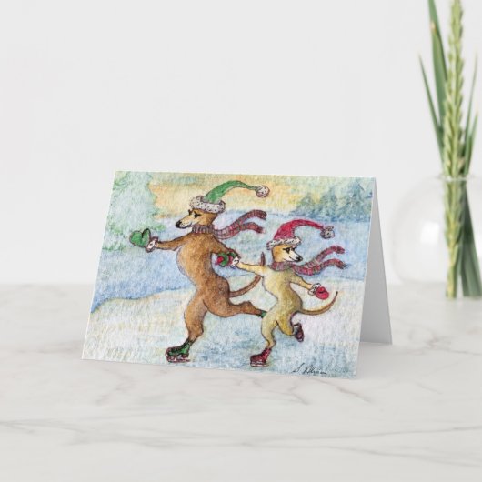 Een vakantie traditie - schaatsen feestdagen kaart (Voorkant)